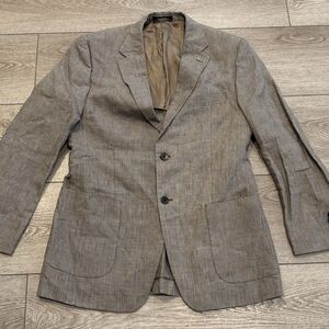 Lauren Ralph Lauren Black Label Blazer Men's 41R Brown Slim Fit Linen
